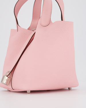 *ULTRA RARE* Hermès Picotin Bag 18cm in Rose Sakura Clemence Leather with Palladium Hardware