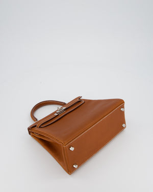 *SUPER RARE* Hermès Kelly 25 Retourne Bag in Fauve Barenia Faubourg Leather with Palladium Hardware