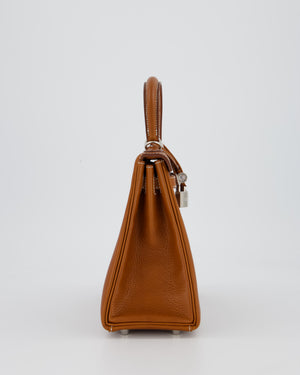 *SUPER RARE* Hermès Kelly 25 Retourne Bag in Fauve Barenia Faubourg Leather with Palladium Hardware