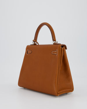 *SUPER RARE* Hermès Kelly 25 Retourne Bag in Fauve Barenia Faubourg Leather with Palladium Hardware