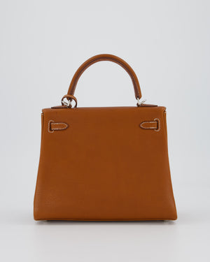 *SUPER RARE* Hermès Kelly 25 Retourne Bag in Fauve Barenia Faubourg Leather with Palladium Hardware