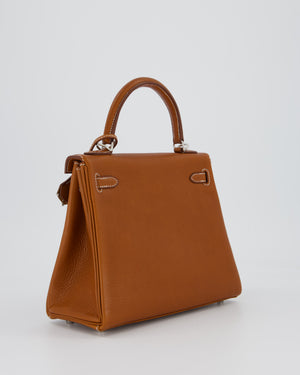 *SUPER RARE* Hermès Kelly 25 Retourne Bag in Fauve Barenia Faubourg Leather with Palladium Hardware