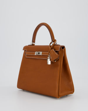 *SUPER RARE* Hermès Kelly 25 Retourne Bag in Fauve Barenia Faubourg Leather with Palladium Hardware