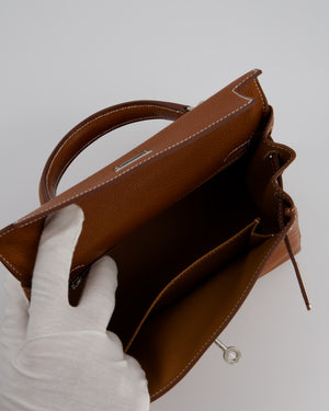 *SUPER RARE* Hermès Kelly 25 Retourne Bag in Fauve Barenia Faubourg Leather with Palladium Hardware