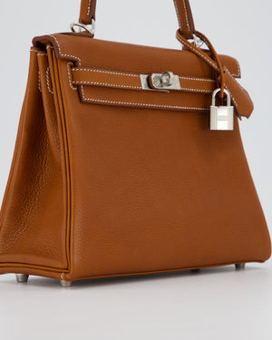 *SUPER RARE* Hermès Kelly 25 Retourne Bag in Fauve Barenia Faubourg Leather with Palladium Hardware
