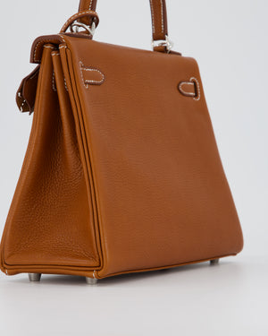 *SUPER RARE* Hermès Kelly 25 Retourne Bag in Fauve Barenia Faubourg Leather with Palladium Hardware