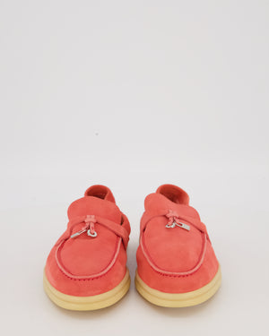 Loro Piana Pink Suede Summer Charms Walk Loafers Size EU 39