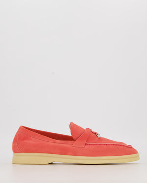 Loro Piana Pink Suede Summer Charms Walk Loafers Size EU 39