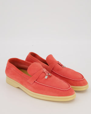 Loro Piana Pink Suede Summer Charms Walk Loafers Size EU 39