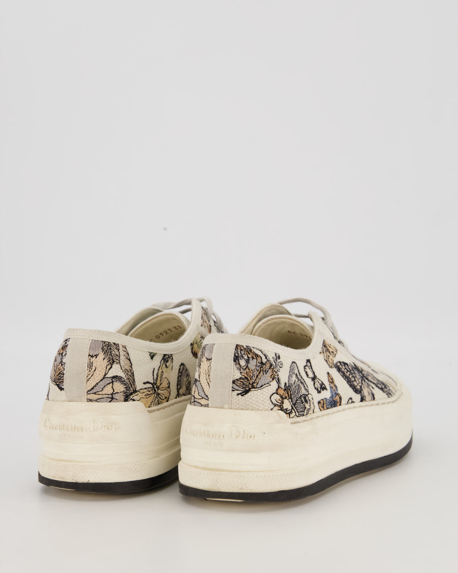 Christian Dior Walk 'n' Dior White Sneakers with Embroidered Patterned Motif and Signature Logo Lettering EU 29
