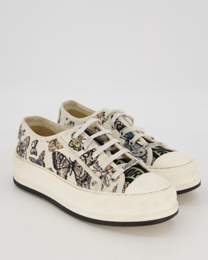 Christian Dior Walk 'n' Dior White Sneakers with Embroidered Patterned Motif and Signature Logo Lettering EU 29
