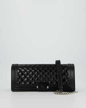 *RARE* Chanel Black East West Boy Chocolate Bar Bag In Patent With Black/ Silver Hardware