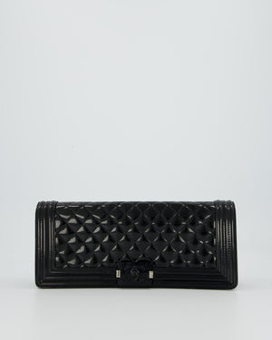 *RARE* Chanel Black East West Boy Chocolate Bar Bag In Patent With Black/ Silver Hardware