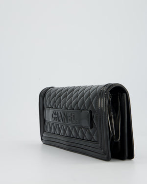 *RARE* Chanel Black East West Boy Chocolate Bar Bag In Patent With Black/ Silver Hardware