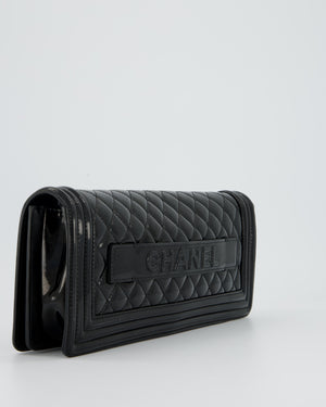 *RARE* Chanel Black East West Boy Chocolate Bar Bag In Patent With Black/ Silver Hardware