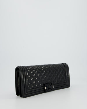 *RARE* Chanel Black East West Boy Chocolate Bar Bag In Patent With Black/ Silver Hardware