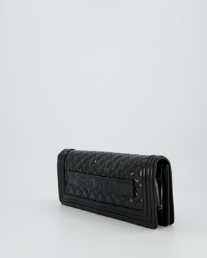*RARE* Chanel Black East West Boy Chocolate Bar Bag In Patent With Black/ Silver Hardware