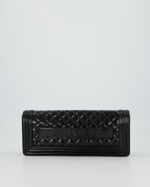 *RARE* Chanel Black East West Boy Chocolate Bar Bag In Patent With Black/ Silver Hardware