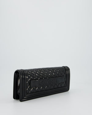 *RARE* Chanel Black East West Boy Chocolate Bar Bag In Patent With Black/ Silver Hardware