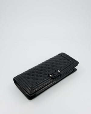 *RARE* Chanel Black East West Boy Chocolate Bar Bag In Patent With Black/ Silver Hardware