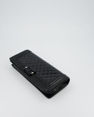 *RARE* Chanel Black East West Boy Chocolate Bar Bag In Patent With Black/ Silver Hardware