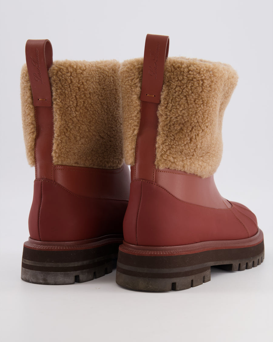 Loro Piana Brown Regent Leather Cashmere Winter Ankle Boots EU 38.5 RRP £1,650
