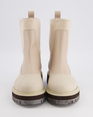 Loro Piana Cream Regent Leather Cashmere Winter Ankle Boots EU 38.5 RRP £1,500