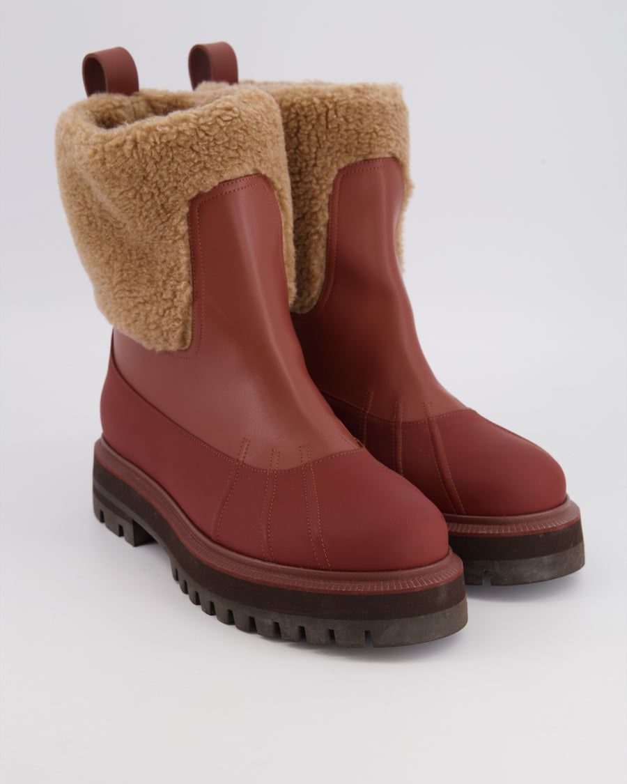 Loro Piana Brown Regent Leather Cashmere Winter Ankle Boots EU 38.5 RRP £1,650