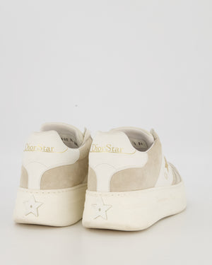 Christian Dior White and Grey Star Platform Trainers in Suede and Calfskin with Gold Star detail Size EU 39 (UK 6)