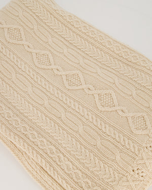 Chanel Cream Cable Knit Blanket and Slippers Travel Set