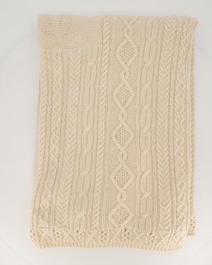 Chanel Cream Cable Knit Blanket and Slippers Travel Set
