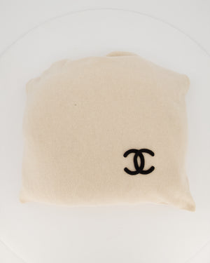 Chanel Cream Cable Knit Blanket and Slippers Travel Set