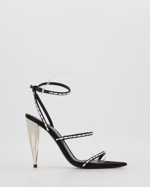 Tom Ford Black Crystal Embellished Blade Sandal Heels Size EU 37