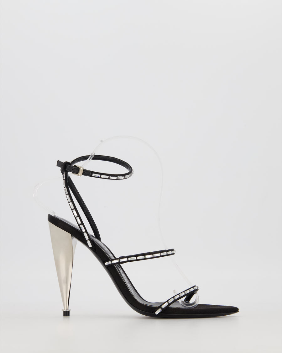 Tom Ford Black Crystal Embellished Blade Sandal Heels Size EU 37
