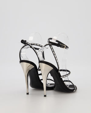 Tom Ford Black Crystal Embellished Blade Sandal Heels Size EU 37