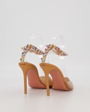 Amina Muaddi Julia Glass PVC Pumps in Tan with crystals Size EU 37.5