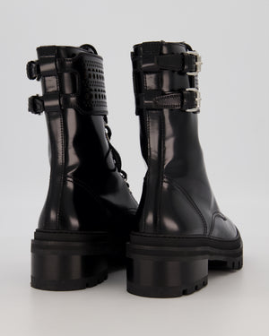 Alaïa Buckle Military Boots in Black Patent Leather Size EU 37.5