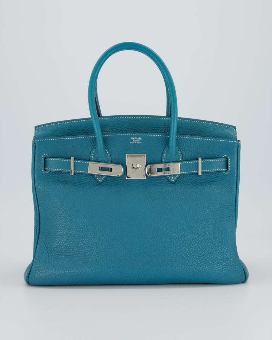 Hermès Birkin 30 Retourne Bag in Bleu Jean Togo Leather with Palladium Hardware