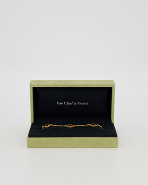 Van Cleef & Arpels Vintage Alhambra 5 Motif Bracelet in 18K Yellow Gold & Burgundy Carnelian
