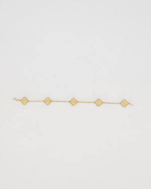 Van Cleef & Arpels Vintage Alhambra 5 Motif Bracelet in 18K Yellow Gold & Gold Guilloche RRP £6,050