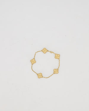 Van Cleef & Arpels Vintage Alhambra 5 Motif Bracelet in 18K Yellow Gold & Gold Guilloche RRP £6,050