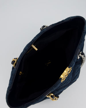 Chanel 19 Blue Denim Shopping Tote Bag with Ruthenium Hardware