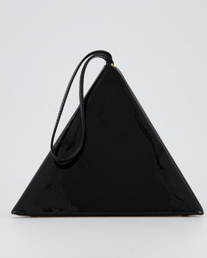 Saint Laurent Black Patent Pyramid Box Handbag With Gold Hardware