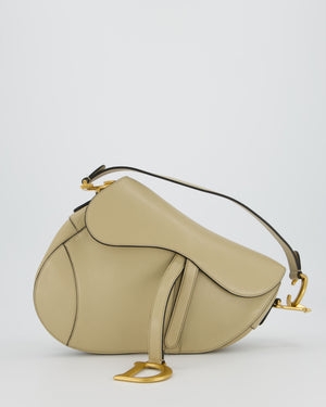 Christian Dior Medium Saddle Bag in Sage Grained Goatskin Leather with Gold Hardware
