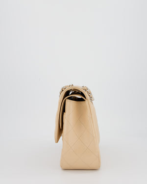 Chanel Beige Jumbo Classic Double Flap Bag in Caviar Leather with Silver Hardware
