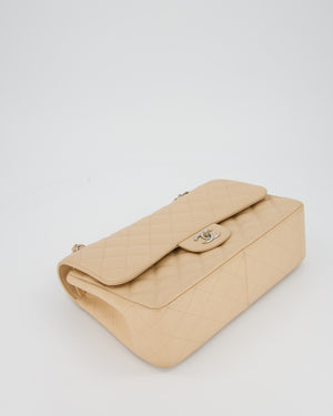 Chanel Beige Jumbo Classic Double Flap Bag in Caviar Leather with Silver Hardware