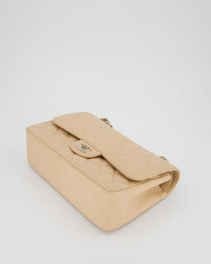 Chanel Beige Jumbo Classic Double Flap Bag in Caviar Leather with Silver Hardware