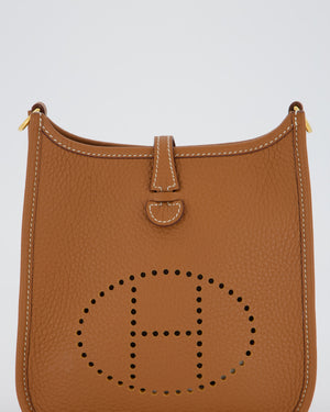 Hermès Mini Evelyne 16 Bag in Gold Clemence Leather with Gold Hardware