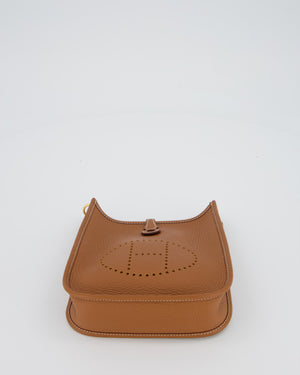 Hermès Mini Evelyne 16 Bag in Gold Clemence Leather with Gold Hardware