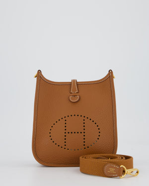Hermès Mini Evelyne 16 Bag in Gold Clemence Leather with Gold Hardware